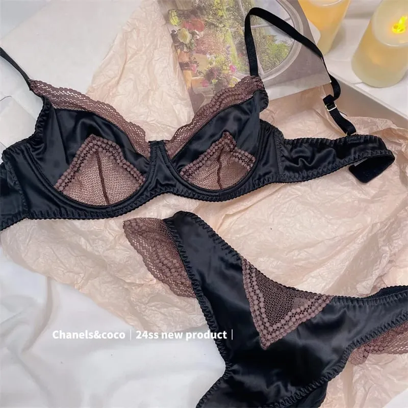 ชุดบราลายคัตเอาท์น่ารัก | เอคัพวิดพื้นเมจิก | ขอบลูกไม้ซากุระ | Bralette สลิมมิ่งญี่ปุ่นพร้อมแผ่นรองเพศ AB Cup Bras — image 8