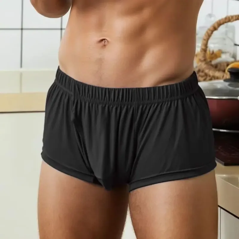 Boxer ample tissé glacé pour hommes, sous-vêtements multicolores respirants et extensibles pour dormir à la maison, vêtements de salon décontractés quotidiens — image 1