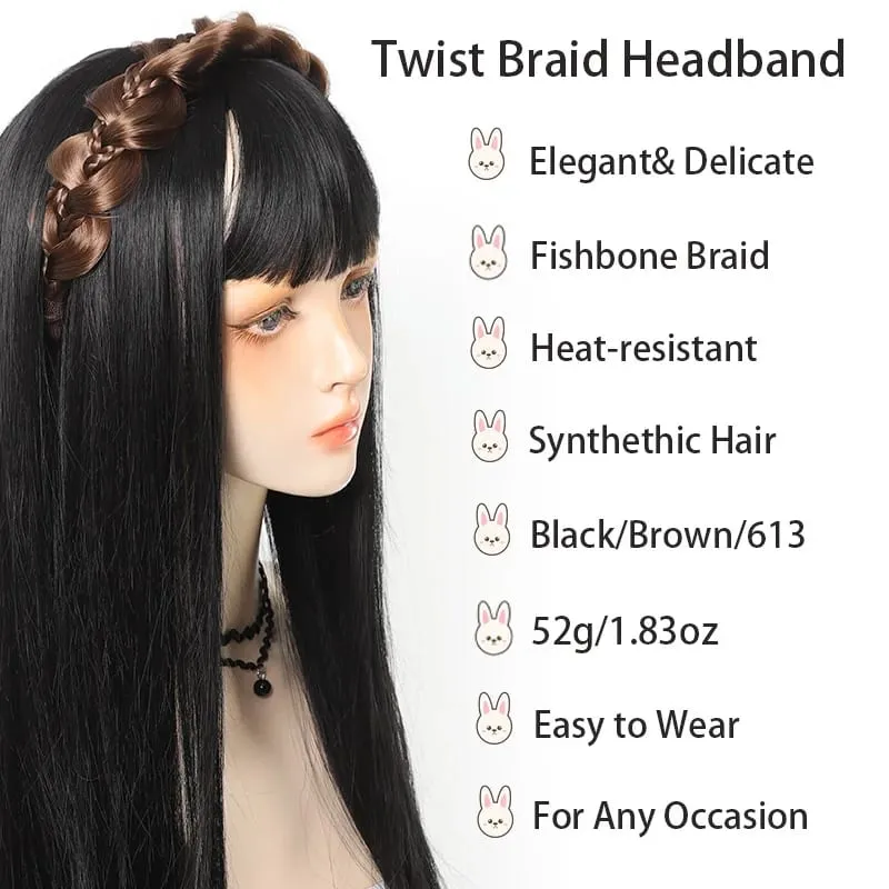 Twist Braid fejpánt szintetikus halcsontfonatos parókás fejpánt 1db csúszásmentes Twist Braid hajkarika hajkiegészítők női lányoknak — image 3
