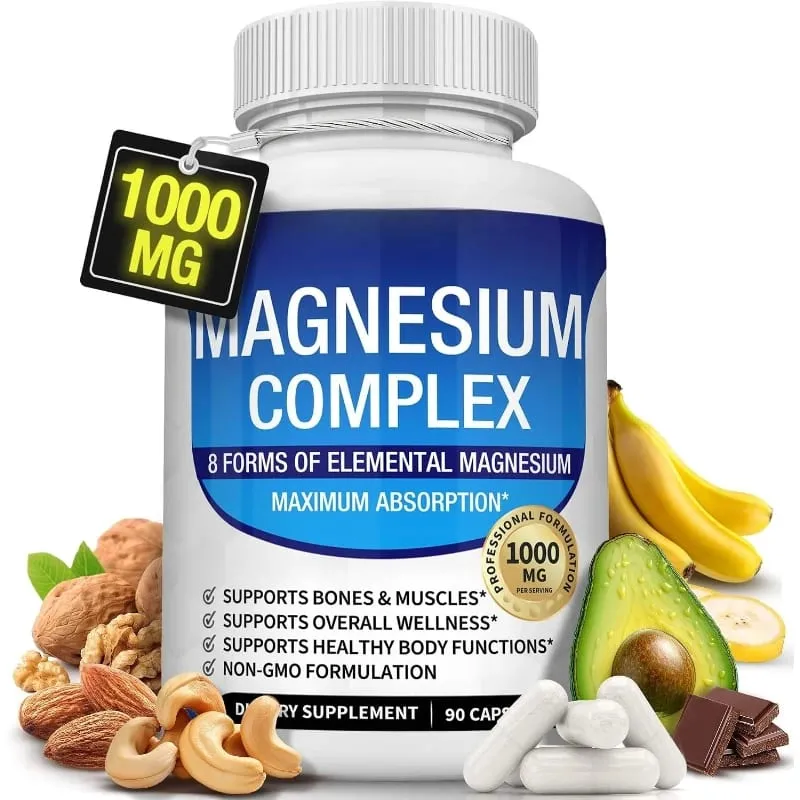 Nutrisi Magnesium Kapsul Kompleks 8 Bentuk Elemental Magnesium Mendukung Fungsi Tubuh Sehat 1000 Mg 90 Kapsul