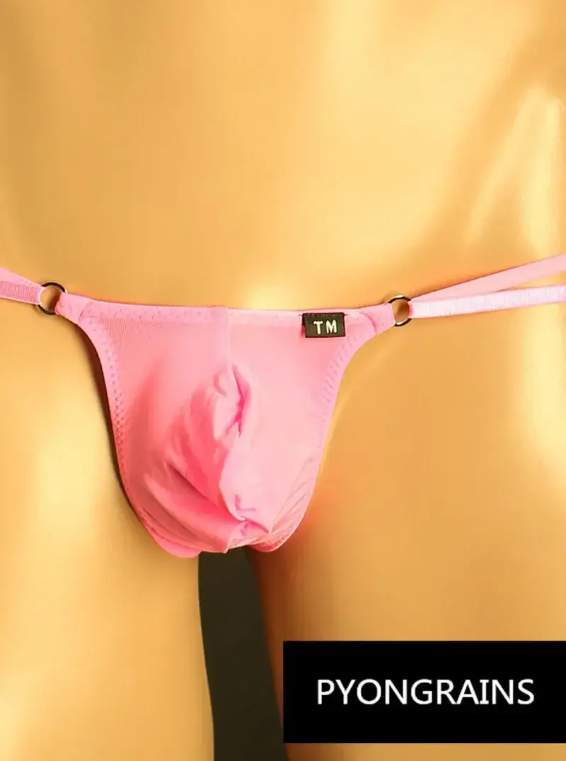 Mænd Justerbar Metal O-ring Dobbelt tynd rem Bikinitrusser Lavhøjde Silkeagtig Is Silke 3D U konveks pose Sexet mænds undertøj — image 11