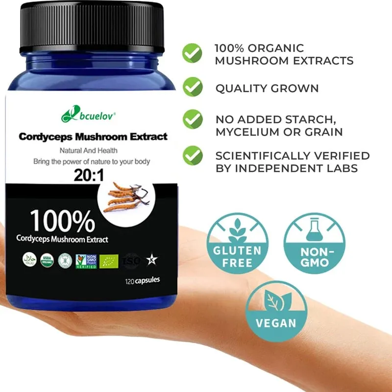 Supplément d'extrait de champignon Cordyceps pur - Améliore l'énergie respiratoire, le système immunitaire et les reins, soutient la santé des capsules végétariennes — image 4