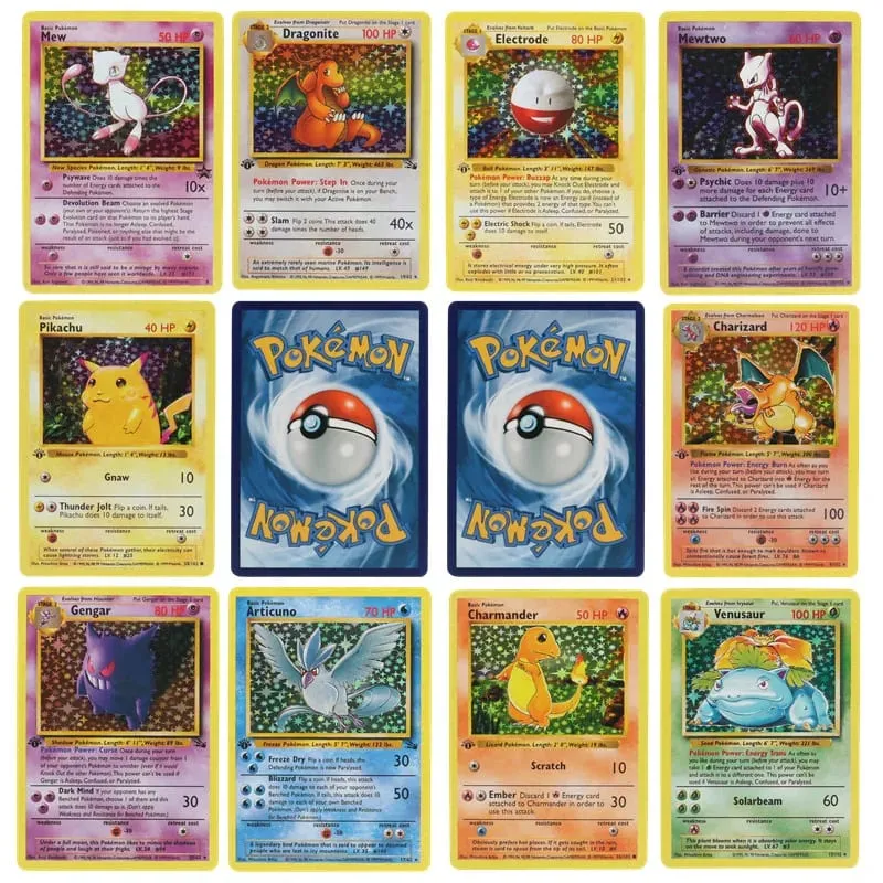 151 ชิ้น 1996 first generation Pokémon การ์ด Charizard Pikachu Mewtwo Blastoise เกมส์สะสมการ์ดของเล่นเวอร์ชันภาษาอังกฤษภาษาฝรั่งเศสคำ — image 1