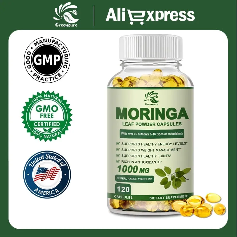Moringa Extract Capsule Anti Stress Forbedr søvn Forbedr immunitet Antioxidant - 60/120 kapsler — image 1
