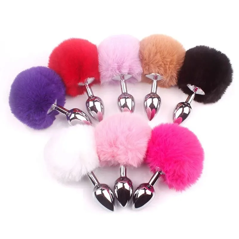 Metallo Peluche Coda di coniglio Tappi anali Massaggiatore prostatico Butt Plug Orecchio di coniglio BDSM Cosplay Giocattoli erotici del sesso per le donne Adulti Gioco del sesso