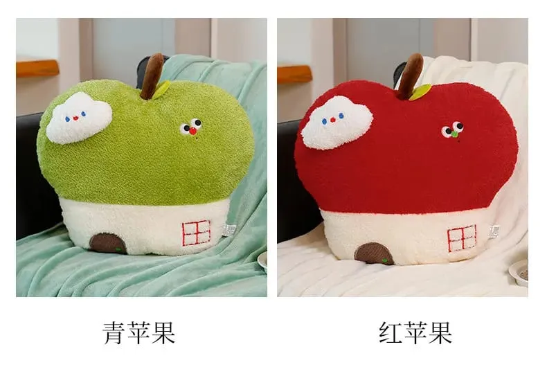 Simpatico cuscino in peluche della casa di mele opzionale con coperta 2 in 1 cuscino da tiro cuscino imbottito con frutta kawaii regalo per la decorazione della camera da letto del divano — image 10