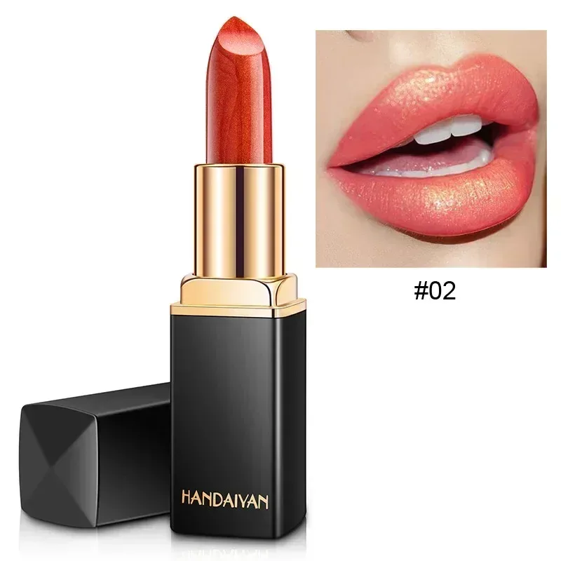 Značka Professional Lips Makeup Voděodolný Shimmer Dlouhotrvající pigment Nude Pink Mermaid Shimmer Lipstick Luxusní kosmetický make-up — image 8