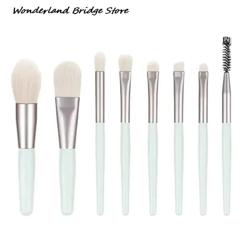 8 Buah Kuas Rias Mini Pro Pegangan Matte Set Kuas Rias Rambut Lembut Portabel dengan Tas Alat Rias Berkualitas Tinggi — image 6