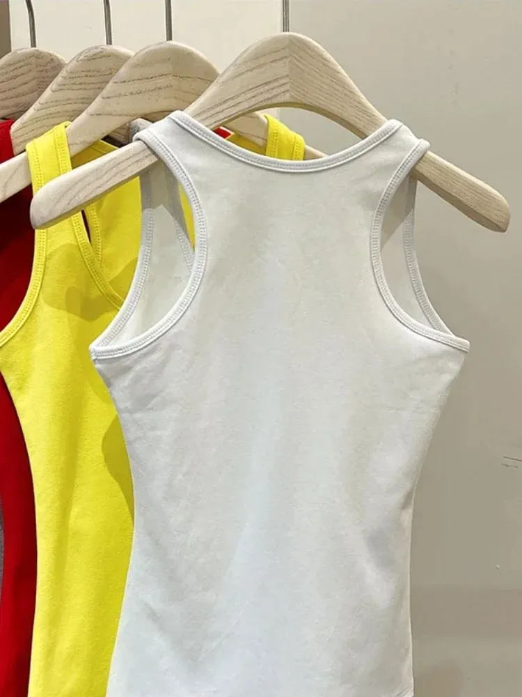 Neue Koreanische Stil U-Neck Ärmellose Strap Tank Tops Abnehmen Basis Schicht Top Mode Minimalistischen Design Sommer Weibliche Solide camis — image 5