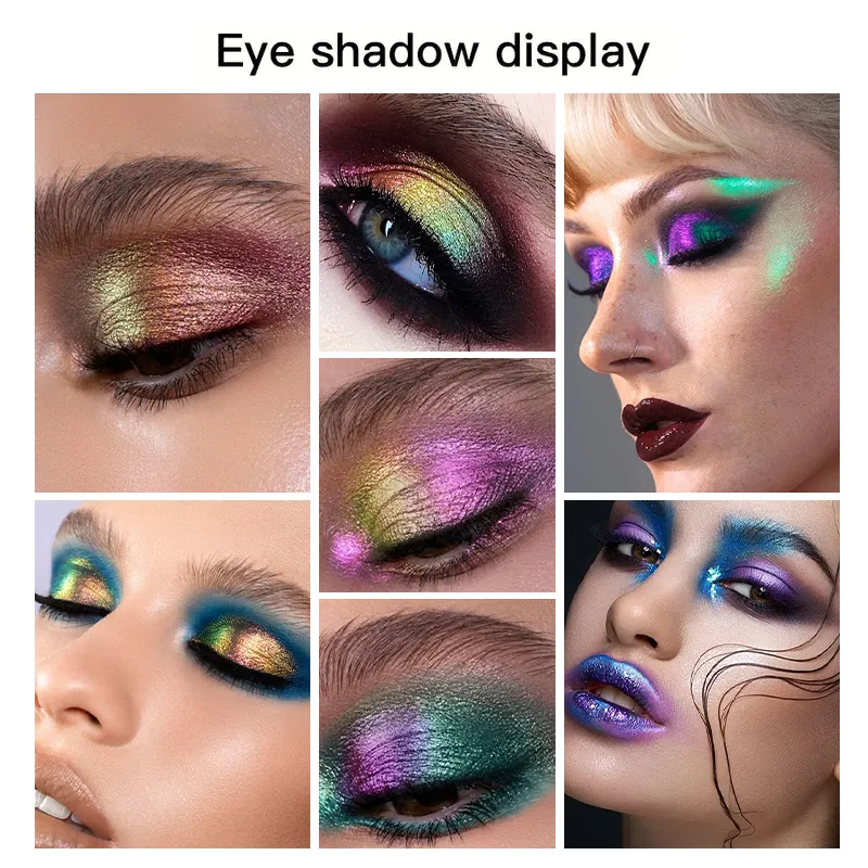 Poudre de fard à paupières caméléon multi-chrome, pigment changeant holographique multi-chrome pour le maquillage des yeux, Nail Art, Cosplay — image 7