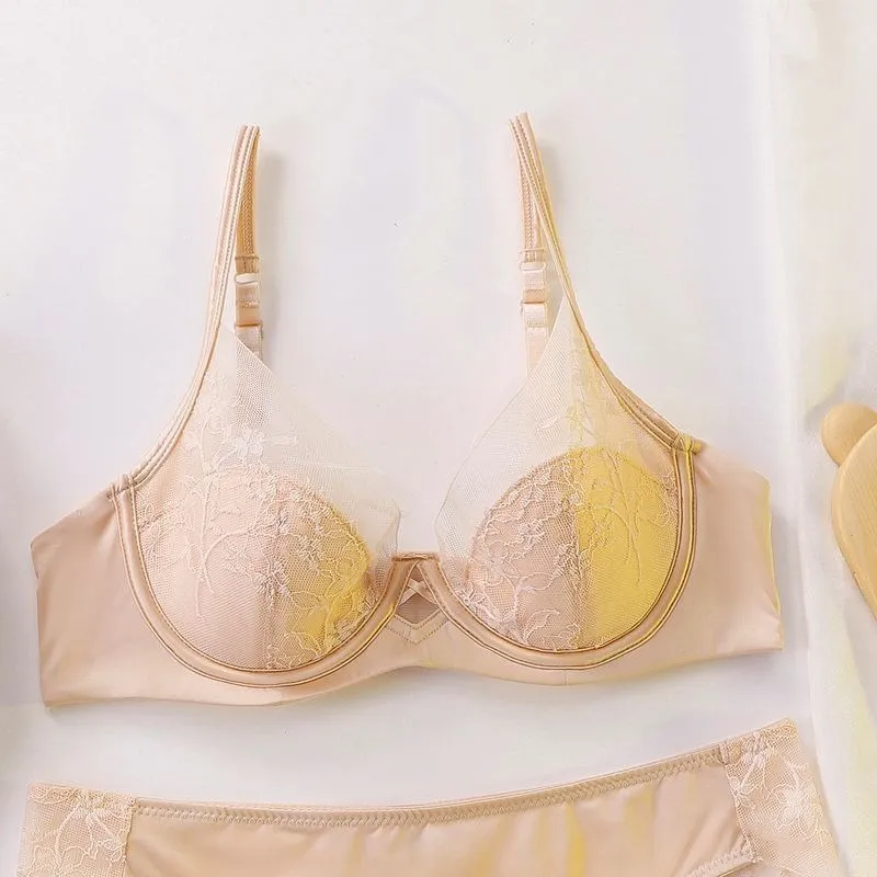 Ensemble soutien-gorge et culotte en dentelle pour femmes, Bralette élégante, bonnet Triangle sans fil, sans armatures, sous-vêtements fins, froncés, ensemble de Lingerie confortable — image 4