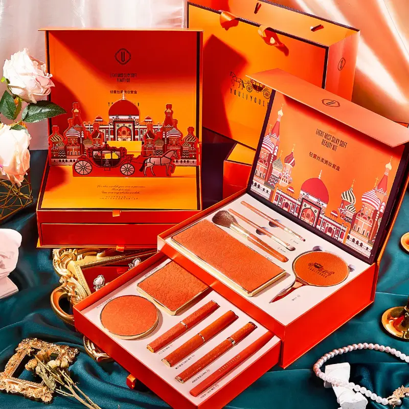Coffret de maquillage de noël, coffret cadeau BB crème, rouge à lèvres, Eyeliner, fard à paupières, crayon à sourcils, beauté, cosmétiques, cadeau de vacances