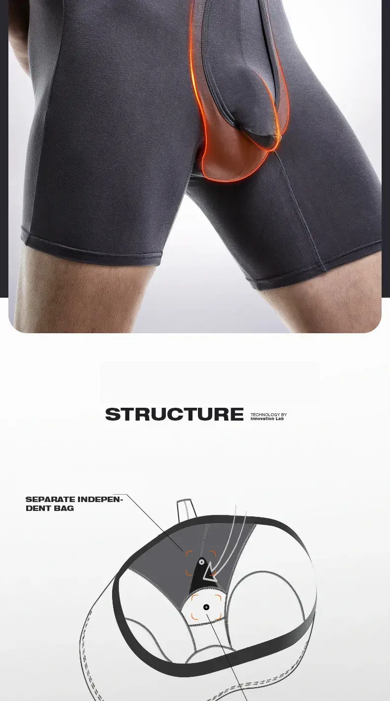 Mens Underwear Modal Boxers Shorts Homme Solid Panties Breathable Separation Bullet Pouch Long Leg Underpants Large Size XL-6XL — image 5