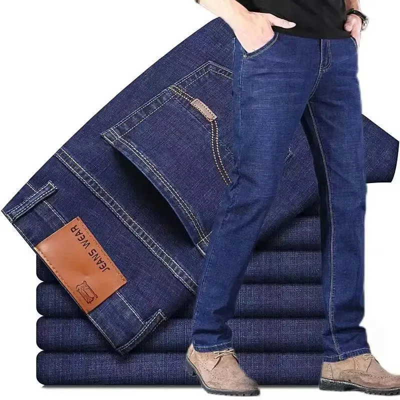 2025 Seluar Jeans Lelaki Perniagaan Baru Kasual Selesa Straight Stretch Fesyen Klasik Premium Biru Hitam Seluar Denim Seluar Besar — image 6