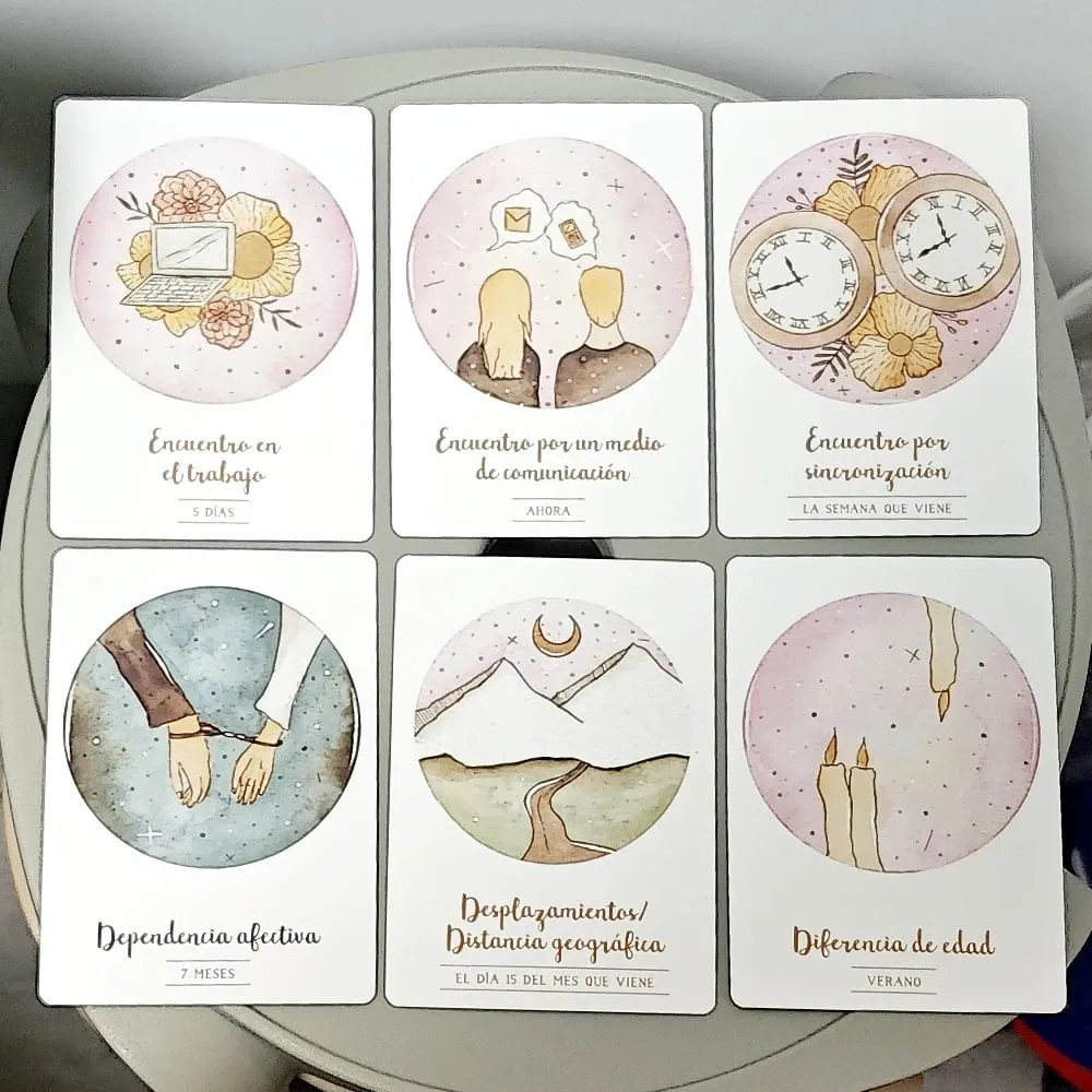 Bộ bài Oracle tình yêu lãng mạn bằng tiếng Tây Ban Nha 42 lá bài Oracle Luân xa trái tim 10,5 * 7,5cm