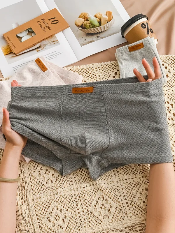 1 adet erkek jakarlı iç çamaşırı katı renkli pamuklu Boxer külot artı boyutu 6XL nefes rahat iç çamaşırı seksi külot 3256812989647822