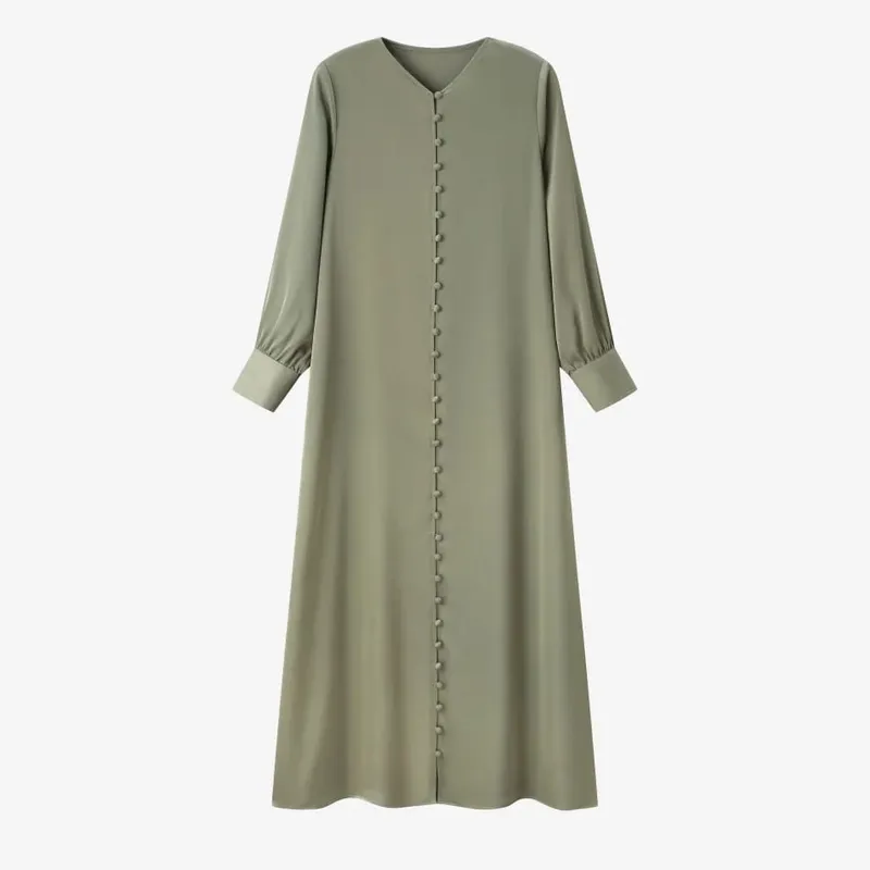 AS SS26 light satin ball buttons dress lightweight super comfortable fabric dressy woman clothes — image 9