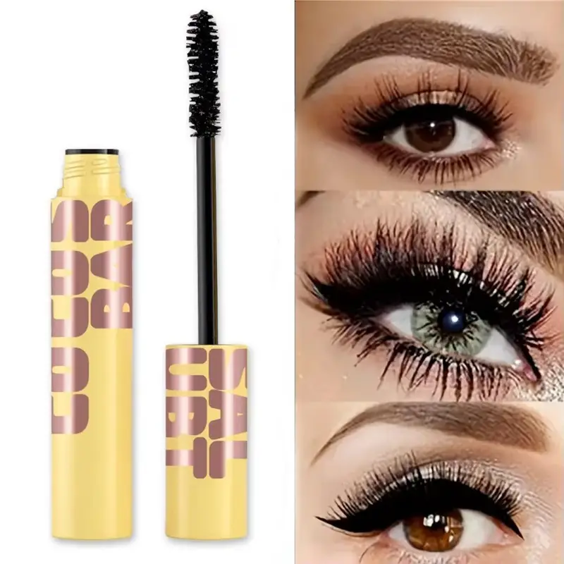 Mascara imperméable noir allongeant le recourbement des cils noirs Extension de cils maquillage de beauté Mascara longue tenue Mascara en fibres de soie