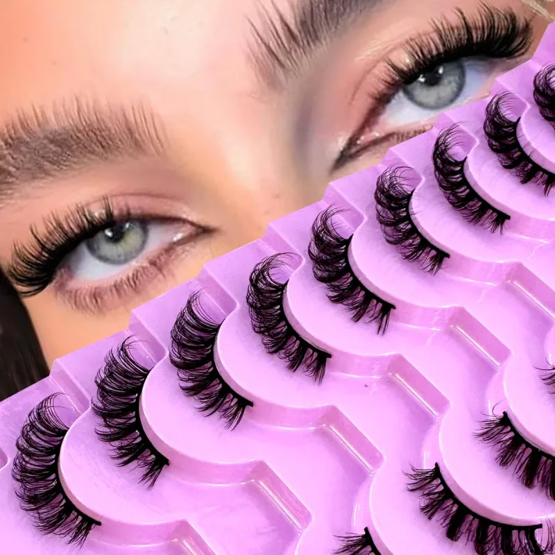Halve vipper 10 par halve vipper Bløde naturlige katteøjevipper Makeupværktøj Falske øjenvipper Extension Fluffy Faux Cils — image 10