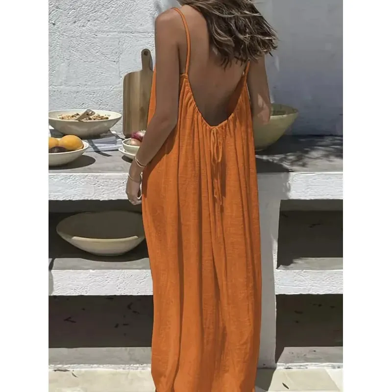 New Arrival Women's Strapless Backless Long Loose Home Dress Comfortable Sleepwear Casual Maxi Dress — image 22