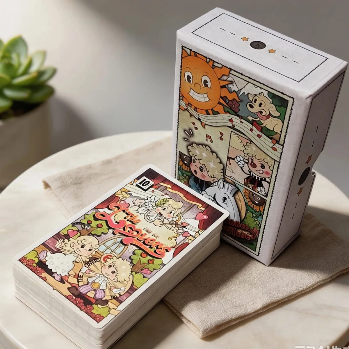 Jeu de Tarot en caoutchouc Vintage à Double relief 12x7cm, dans une boîte rigide, 78 cartes de Tarot d'art de dessin animé ancien