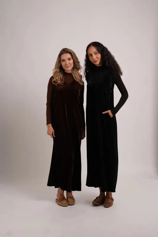 AS AW26 Vestido jersey de terciopelo con