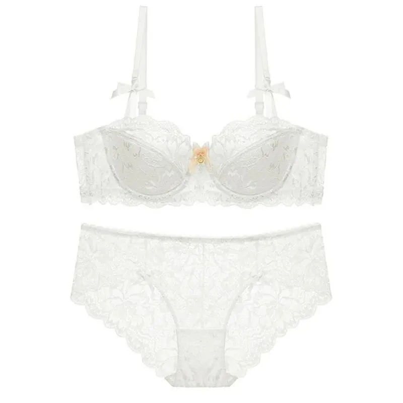 Adjustable Strap Underwire Lingerie Set for Women 2Pcs Floral Lace Bra and Panty — image 6