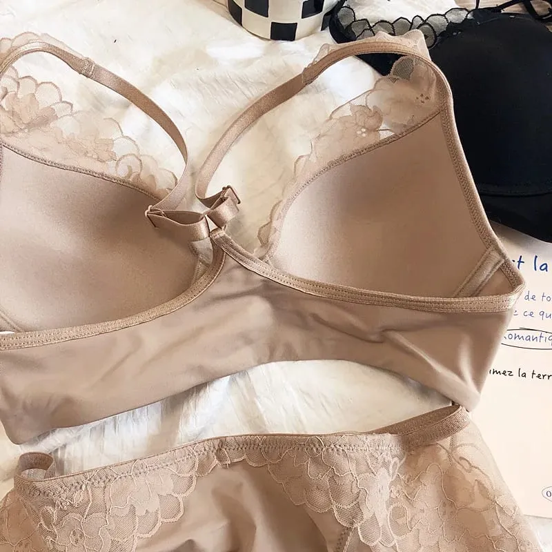 Tunn glansig kopp kors rygglös spets främre stängning bh och trosor set med push up underkläder kvinnor vackra sexiga underkläder — image 5