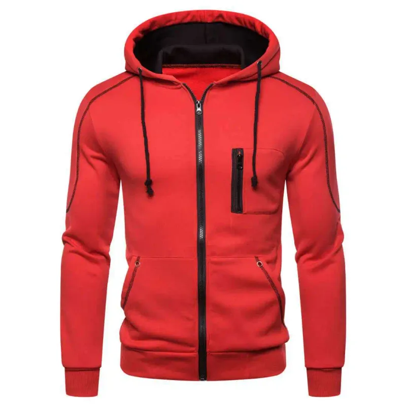 Men's Hoodie Black White Army Green Red Hooded Color Block Fleece Cool Casual Winter Clothing Apparel Hoodies Sweatshirts — image 5