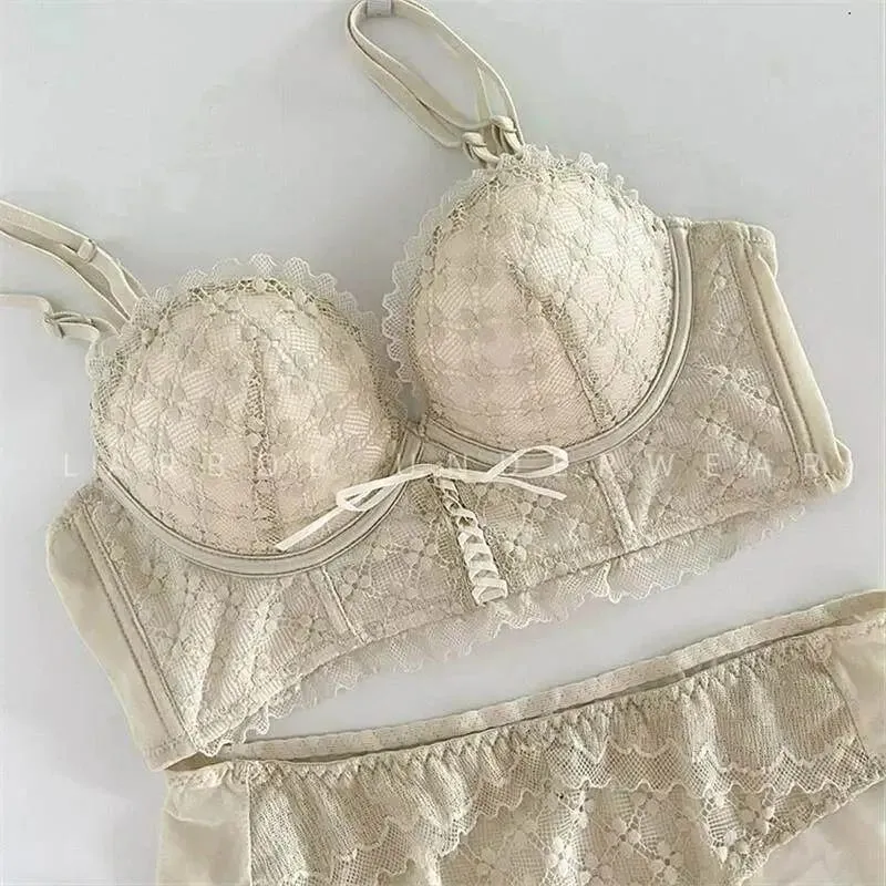 Bra Tekan Ke Atas Renda Tanpa Padding Seluar Dalam Ramping Tanpa Wayar Bralet Seksi Musim Panas Lancar untuk Sokongan Bahagian Angkat Dada Kecil Anti Kendur — image 9