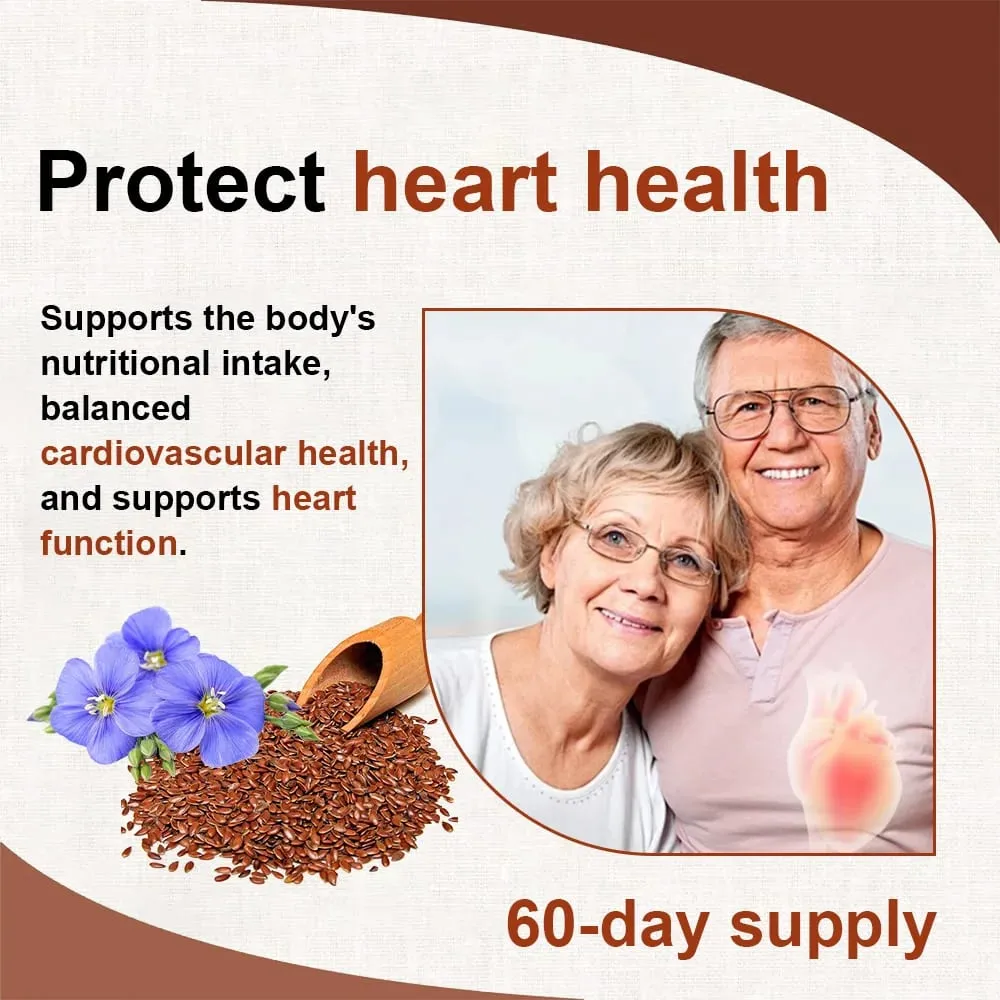 Huile de lin + capsules OMEGA-3 – Bon pour le cœur, le cerveau, les yeux, les articulations, la santé des os et améliore l'immunité 120 capsules — image 5