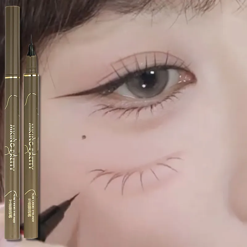 Schwarzbrauner wasserfester, schnell trocknender flüssiger Eyeliner, ultrafein, matt, langlebig, Seidenraupen-Eyeliner, Bleistift, Augen-Make-up-Geschenke — image 2