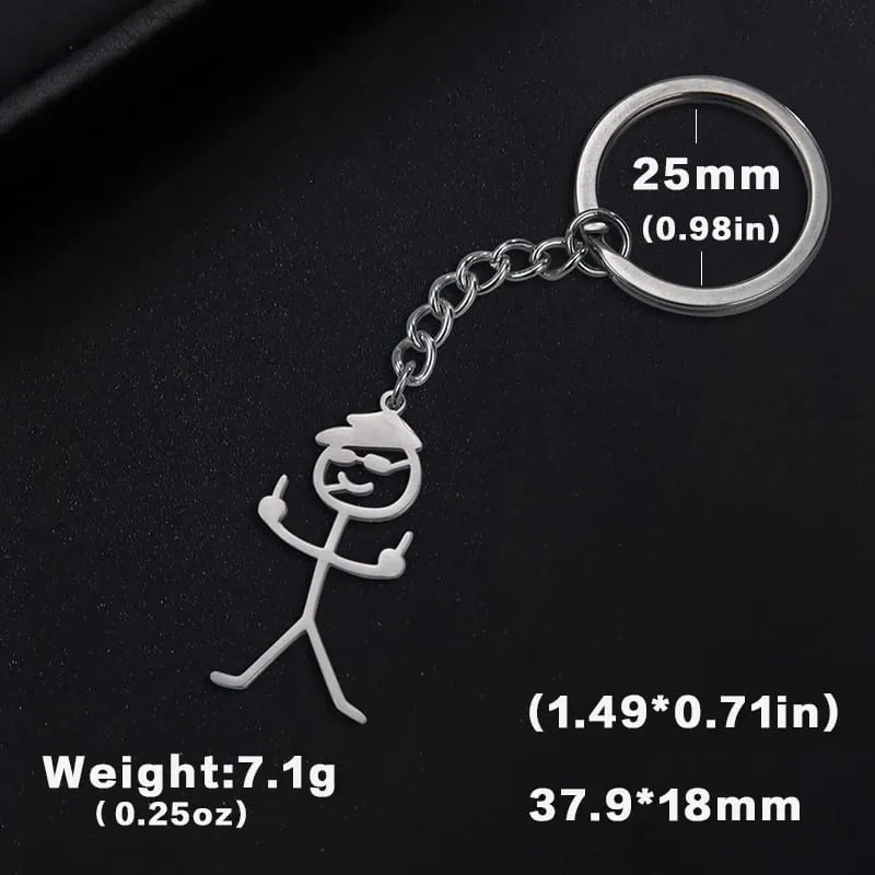 Teamer ตลกนิ้วกลาง Stickman พวงกุญแจ 2026 แนวโน้มน่ารักกระเป๋าจี้รถคู่ใหม่ Trinket ของขวัญพวงกุญแจ — image 10