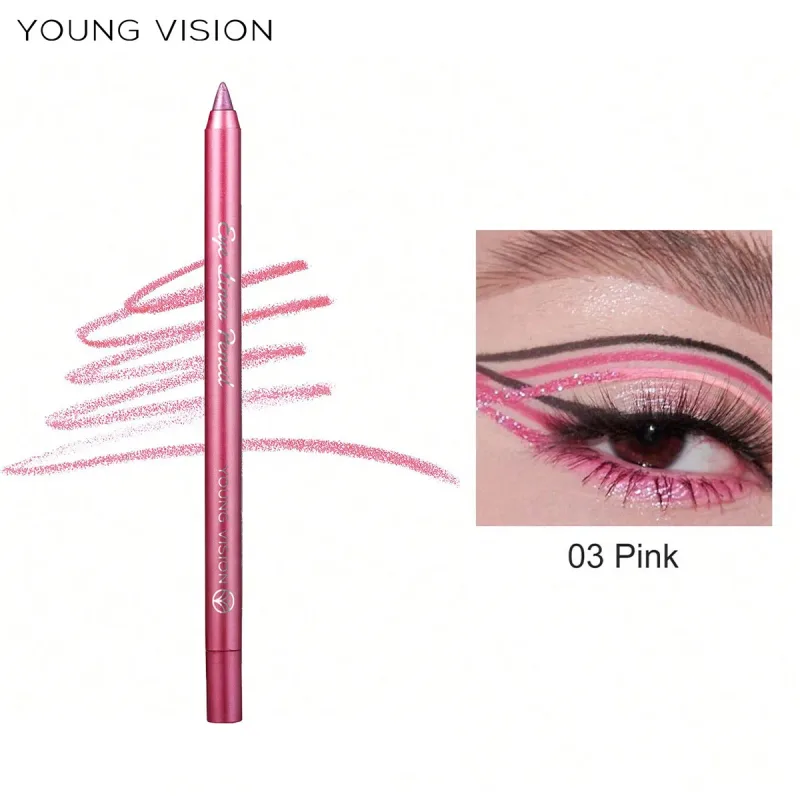 Wodoodporny perłowy niebiesko-zielony eyeliner w ołówku długotrwały metaliczny brokatowy eyeliner w żelu o wysokiej pigmentacji punkowy makijaż oczu — image 5