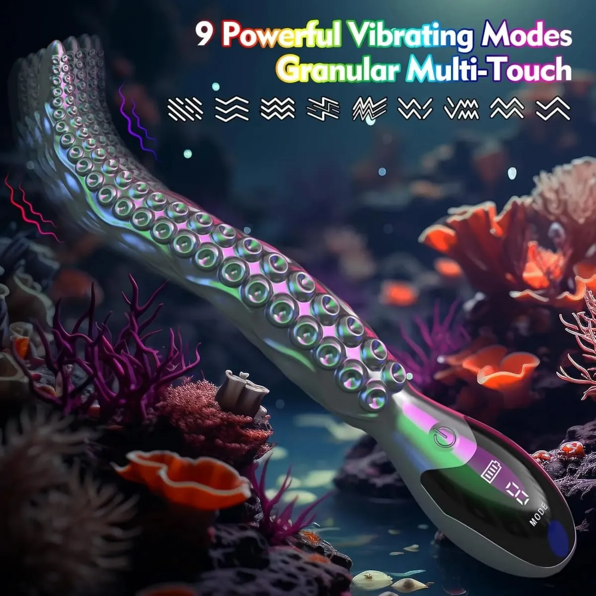 Vibrando realista g-ponto vibradores-display led polvo tentáculo clitoriano vibrador 10.7 "silicone vibrador brinquedos sexuais adultos para mulher — image 2