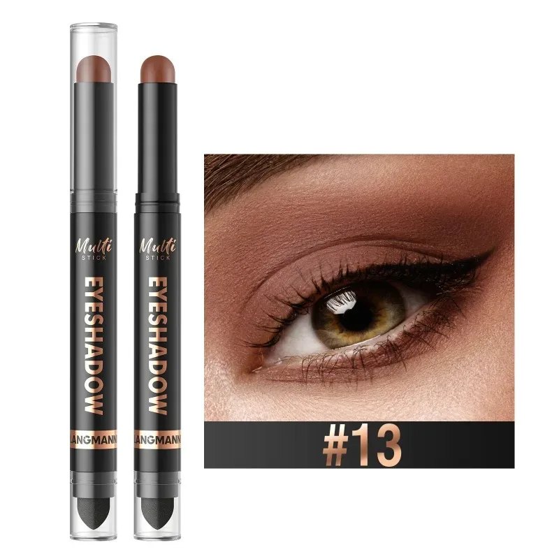 Bâton de fard à paupières Double tête, 16 couleurs, nacré, chatoyant, marron, crème hautement imperméable, crayon d'ombre à paupières, maquillage longue durée pour les yeux — image 8