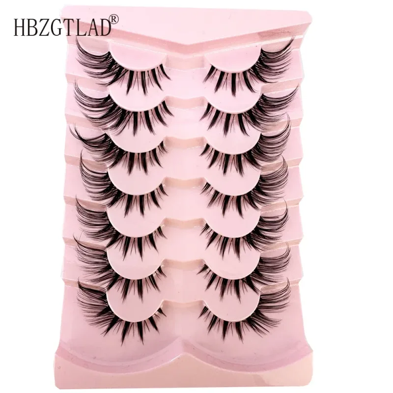 7/8 Paar Katzenaugen-Wimpern, Manga-Wimpern, 3D-Wimpern mit klarem Band, natürlich, halbe Wimpern, verlängerte Nerz-Wimpern, flauschige Wimpern — image 7