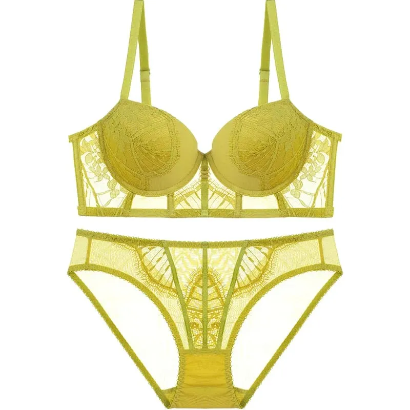 5 สีขนาดใหญ่ขนาด 70-85 ABCD Thicken Push Up รวบรวม Brassiere ผู้หญิงชุดชั้นในเซ็กซี่กางเกงปรับลูกไม้หญิงชุดชั้นในชุด — image 5