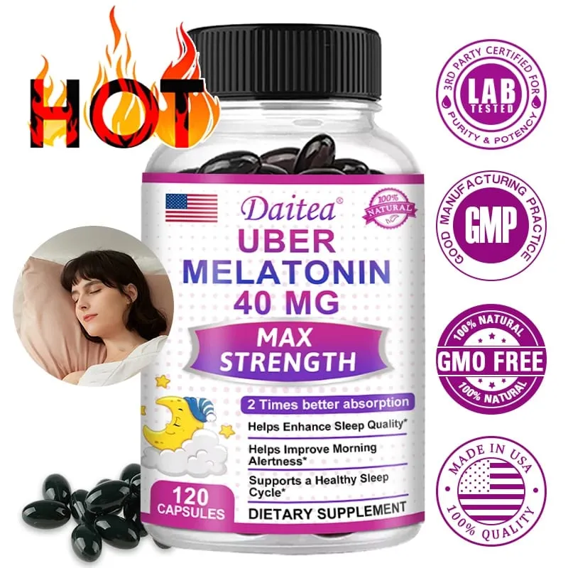 Les capsules Daitea Super Melatonin-40 mg contiennent de la vitamine C vous aident à vous endormir plus rapidement, à soulager l'insomnie et à améliorer la qualité du sommeil. — image 1