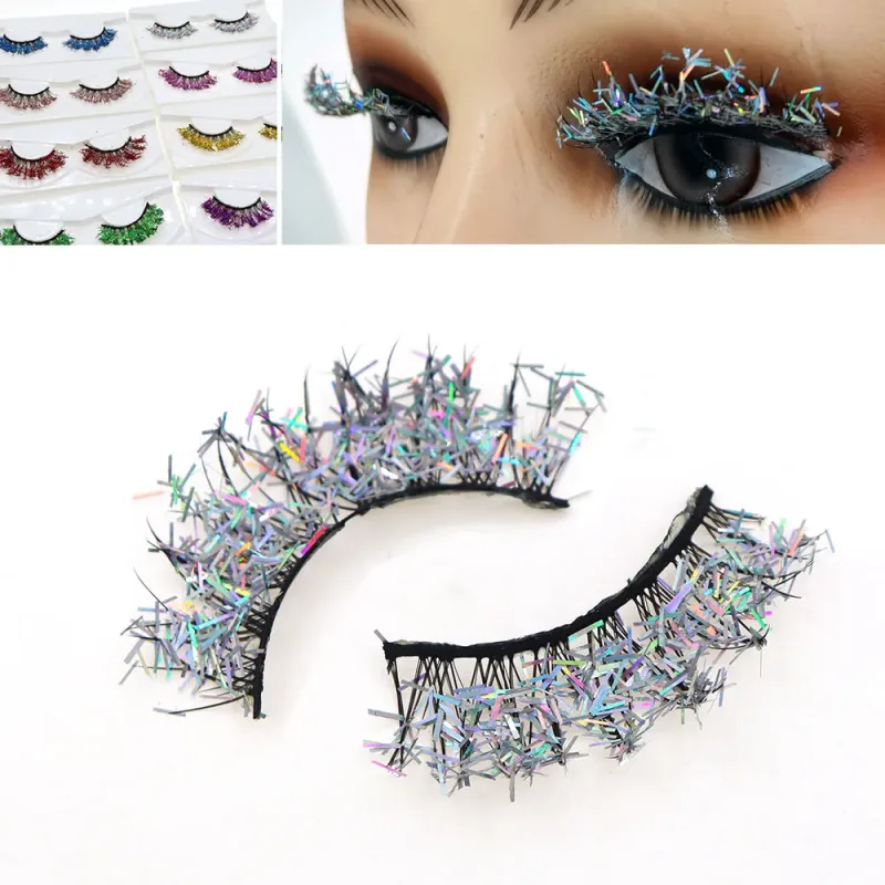 Ciglia bianche Trucco cosplay Ciglia finte naturali con strisce incrociate lunghe — image 14