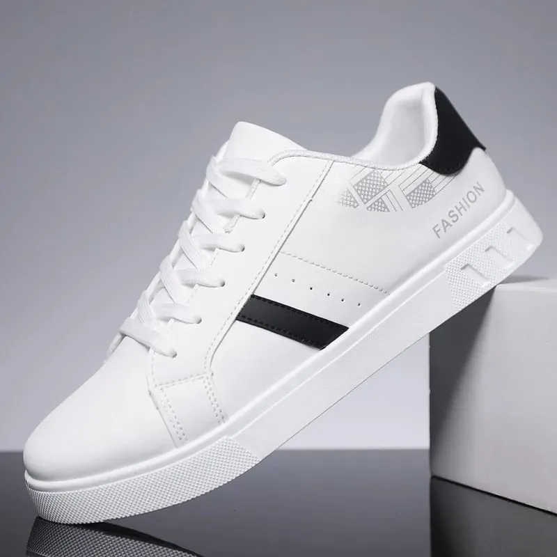 Sneakers vulcanizzate bianche per uomo basse scarpe comode stringate moda taglie forti 39-48 autunno primavera — image 8