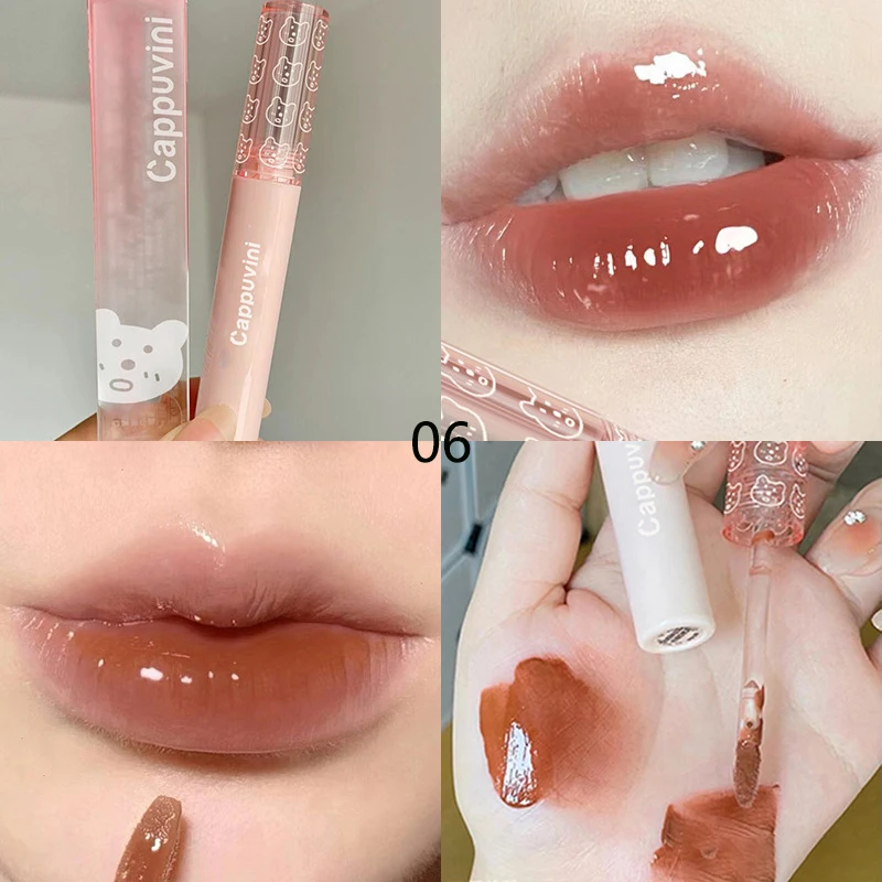 1PC Mirror Water Lip Gloss เชอร์รี่สีชมพูโปร่งใสกันน้ำ Long Lasting Moisturizing Nude Clear Tint แก้วริมฝีปากน้ำมันแต่งหน้า