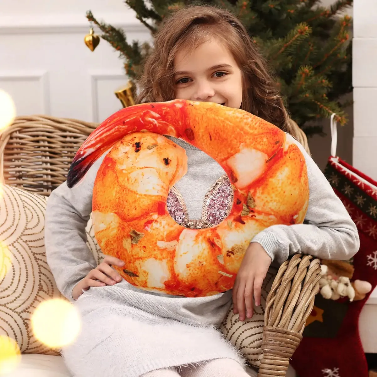 Śliczna gotowana poduszka z krewetkami miękka, przytulna poduszka pod szyję wyjątkowa dekoracja kuchenna Prop imitacja jedzenia poduszka realistyczne krewetki — image 6