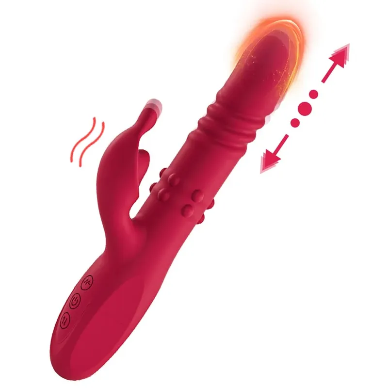 Teleskopik Tavşan Vibratör Dönen Masaj Vajinal Klitoris Titreşim Stimülatörü G-spot Orgazm Masturbator Yetişkin Çift Oyuncakları