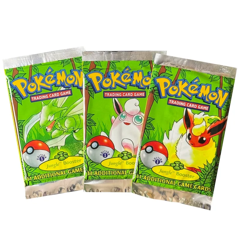 Pokemon Proxy Cards Jungle Booster Pack 1a edizione 11 carte/pacco Flareon Scyther Wigglytuff Borsa TCG Regali di carte — image 1