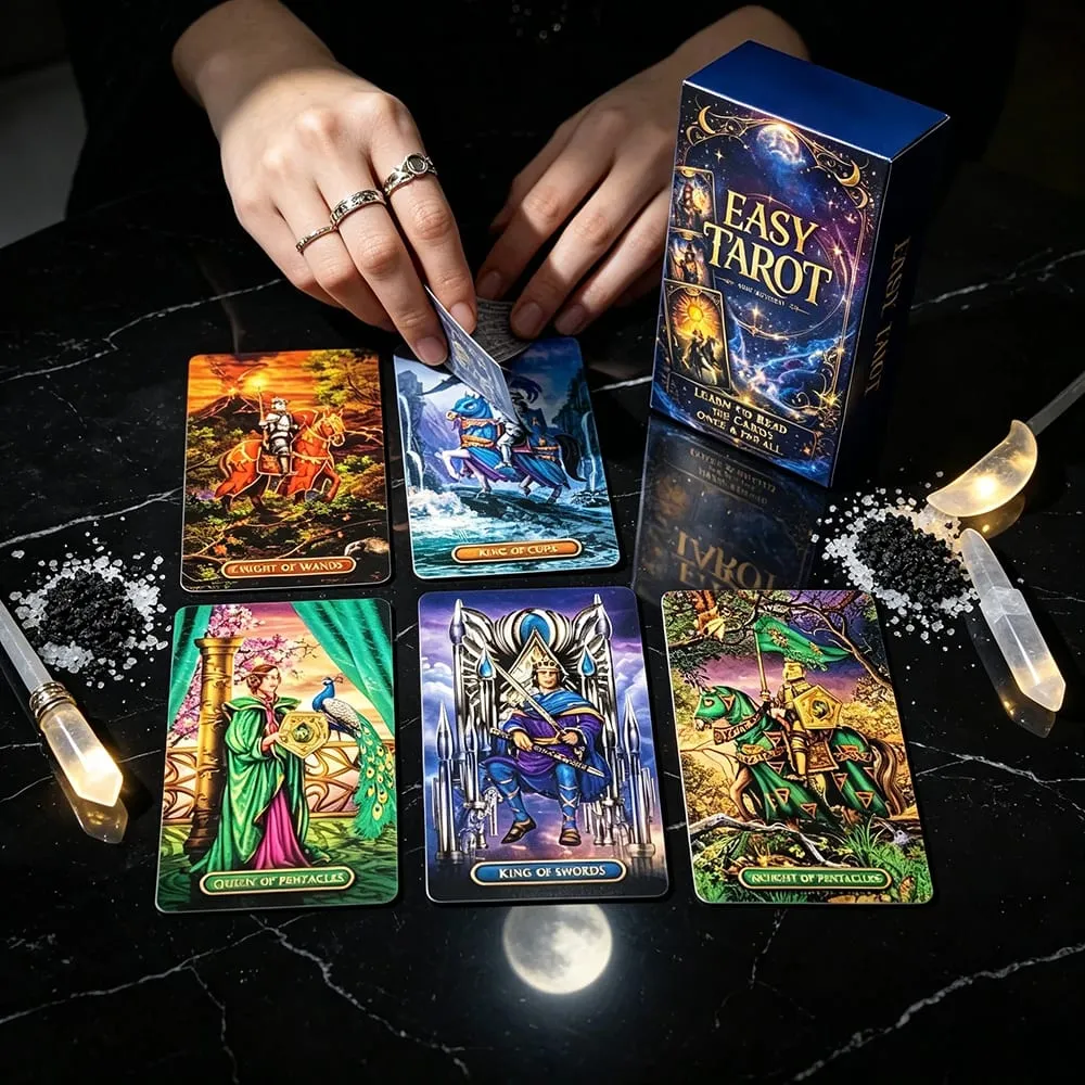 Easy Tarot Deck 78 cartes apprendre à lire Tarot cosmique ciel étoilé cartes pour débutant amical sorcière Divination jeu de société jeu de cartes