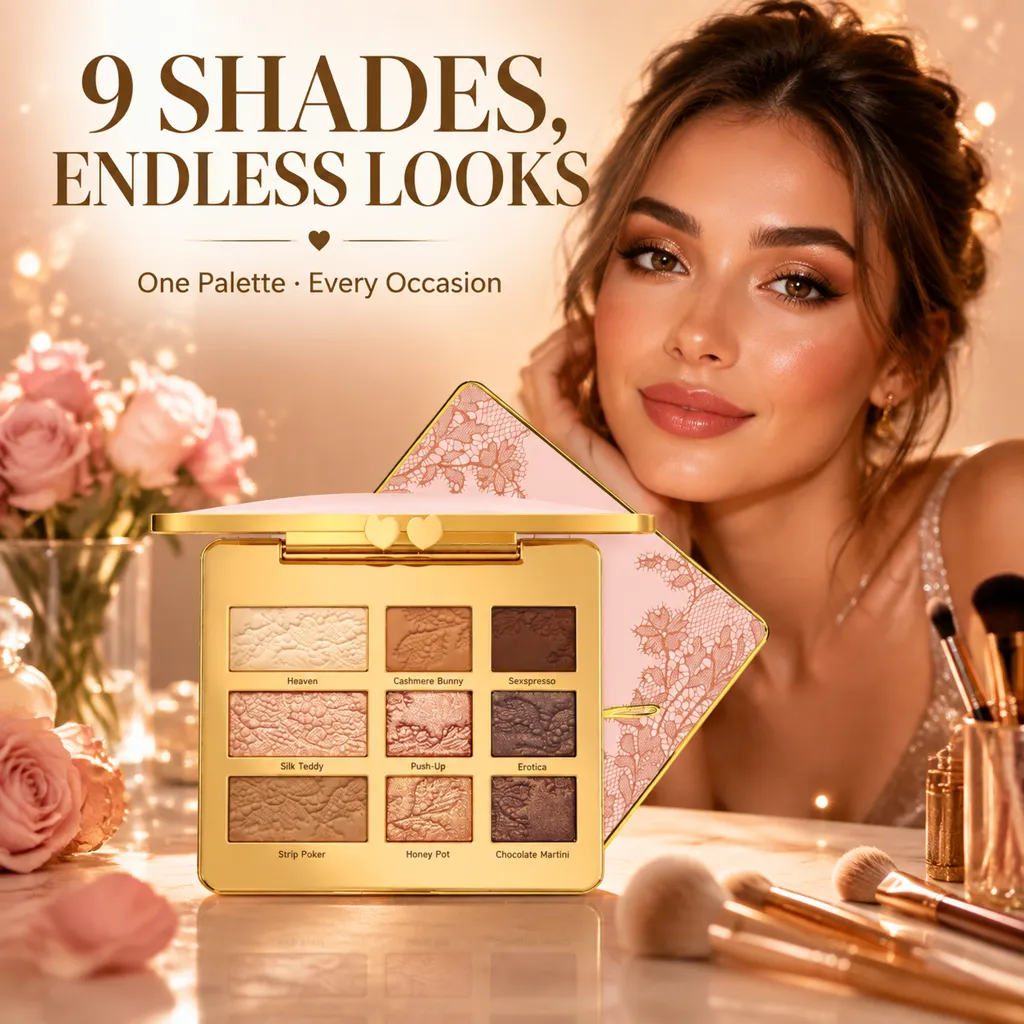 น่ารักเก๋ 9 สีอายแชโดว์ Palette Matte Shimmer อายแชโดว์ Mini แบบพกพาแต่งหน้า Palette อายแชโดว์อเนกประสงค์ — image 2