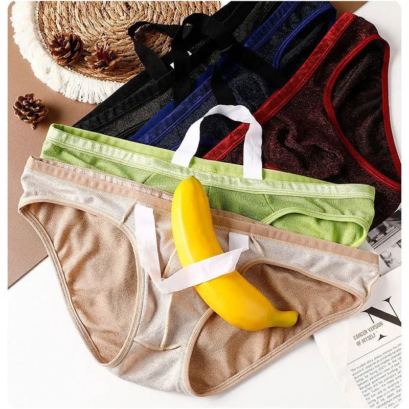 Herren-Höschen aus Eisseide, dreieckig, sexy, U-förmig, dünne Slips, atmungsaktives Mesh, niedrige Taille