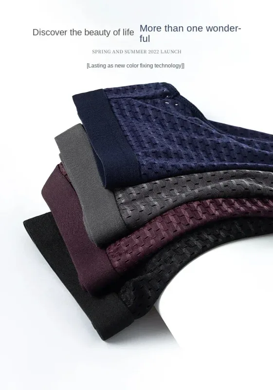 Sous-vêtements pour hommes, culotte triangulaire fine et respirante, slip en soie glacée, en maille, pantalon d'angle carré Sexy pour Shorts, 1/4 pièces — image 15