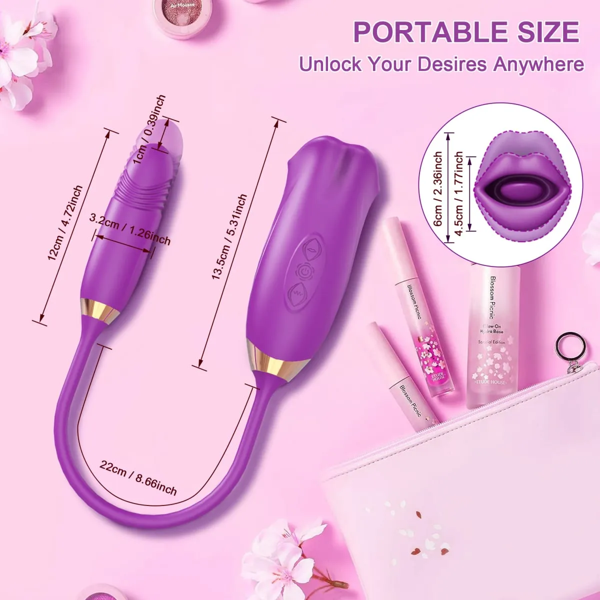 Sucking Vibrator สำหรับผู้หญิงกัดช่องปากปาก Thrusting Telescopic Dildo ลิ้น G-Spot หัวนม Clit กระตุ้นของเล่นเพศหญิง — image 5
